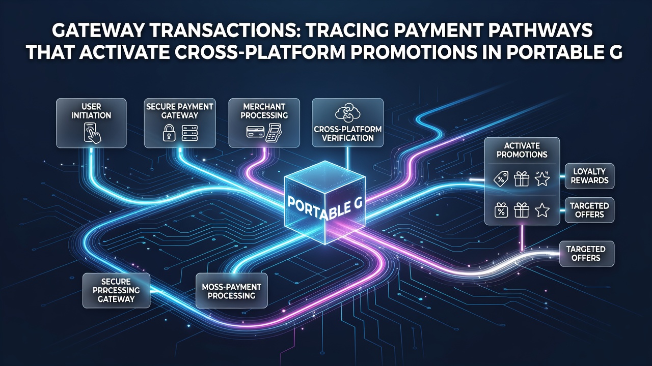 Diagram van betalingsroutes en promotie activering in draagbare gaming apps met gateway verbindingen