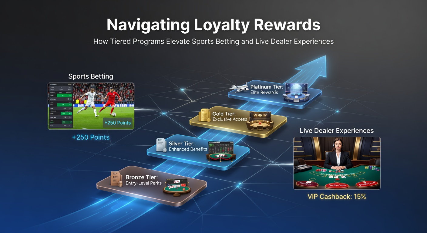 Grafiek van een tiered loyaliteitsprogramma met stijgende niveaus en beloningen voor sporters en live spelers