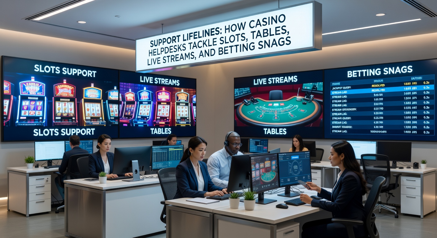 Live chat interface van een casino helpdesk met voorbeelden van opgeloste tickets over live streams en betting issues, inclusief tijdstempels en agent responses