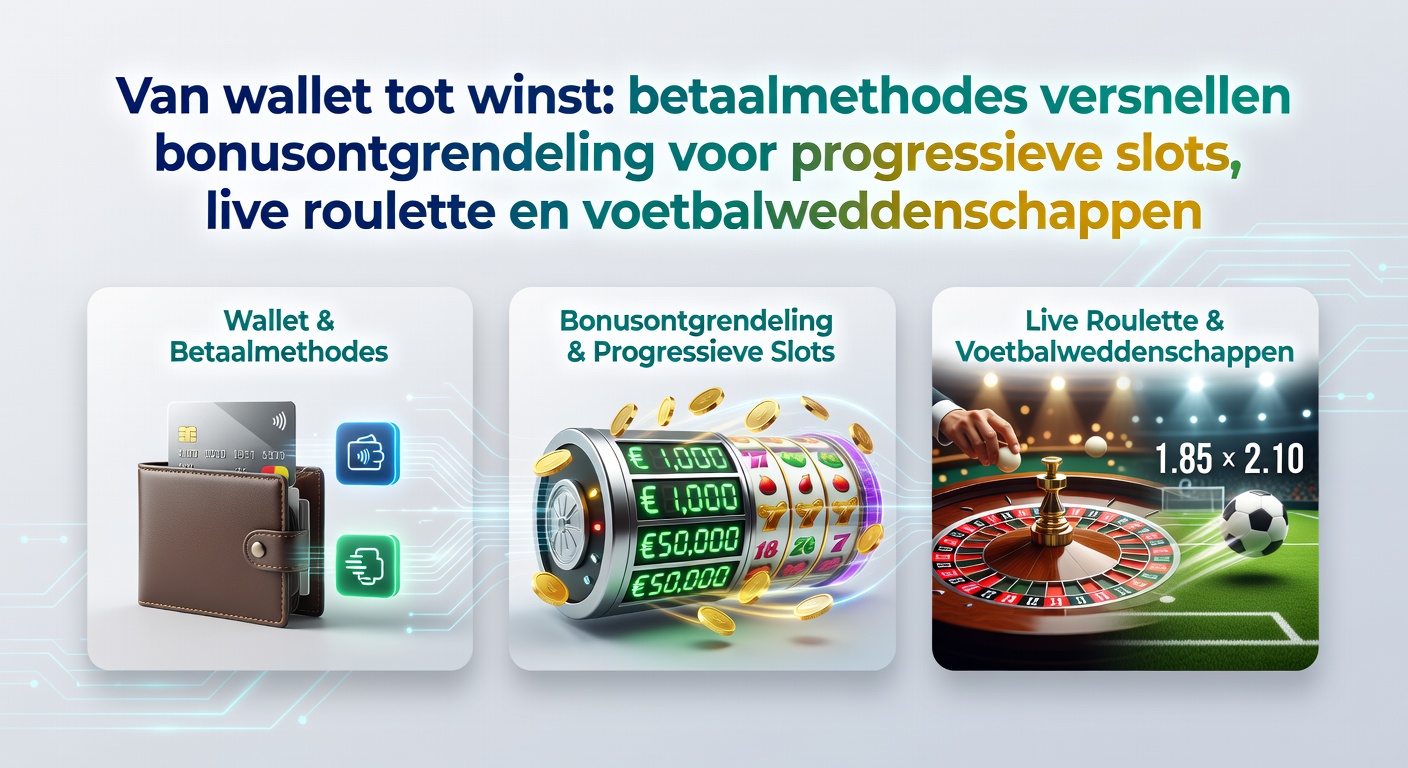 Digitale wallet op een mobiel scherm met icons van slots, roulette en voetbal, symboliserend snelle betalingen naar bonussen